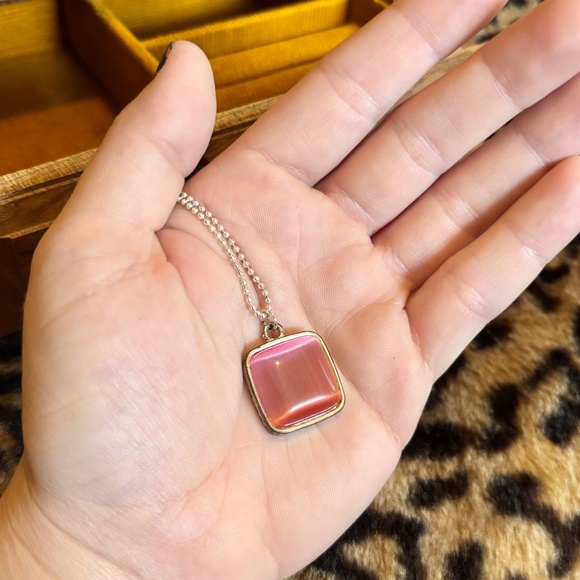 Vintage Pink Pendant Ball Chain Necklace Choker - Picture 6 of 7